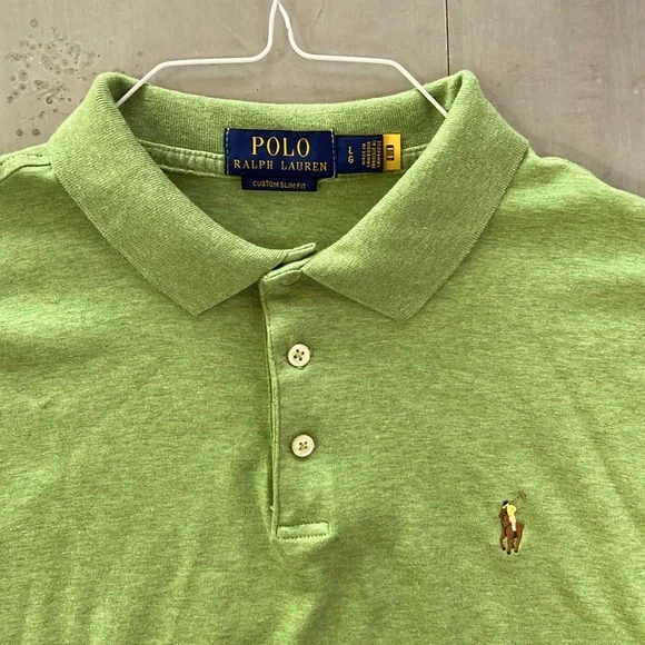 EUC men’s L green custom slim fit polo shirt—super soft - Picture 1 of 6